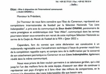 Cameroun : l’État rappelle André Onana à l’équipe nationale