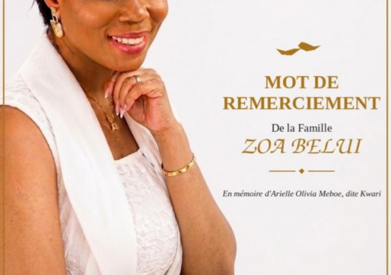 En mémoire d&rsquo;Arielle Olivia MEBOE : le mot de remerciements de la famille Zoa BELUI
